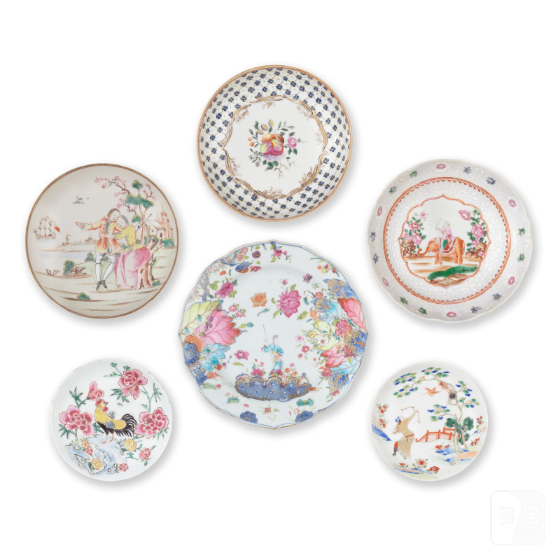 清雍正至乾隆 粉彩盤六件 | SIX FAMILLE ROSE SAUCER DISHES - 图3